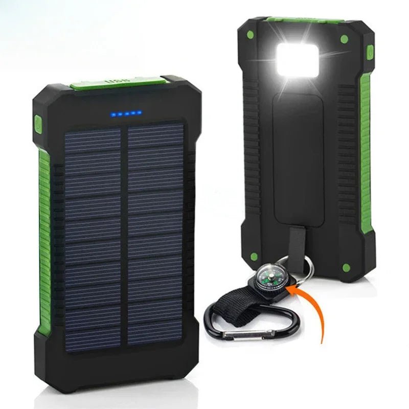 20000mah Portable Solar Power Bank Waterproof External Battery Backup Powerbank 20000 mah Phone Battery Charger LED Pover Bank - Golden High-Tech