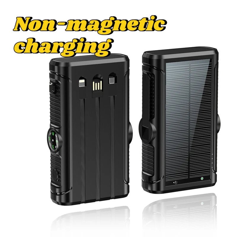 2025 NEW Solar Power Bank 20000mAh 22.5W Magnetic Wireless Powerbank Hand Crank with Cable Portable Charger for Outdoor Camping - Golden High-Tech