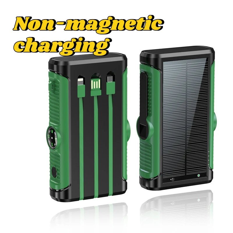 2025 NEW Solar Power Bank 20000mAh 22.5W Magnetic Wireless Powerbank Hand Crank with Cable Portable Charger for Outdoor Camping - Golden High-Tech