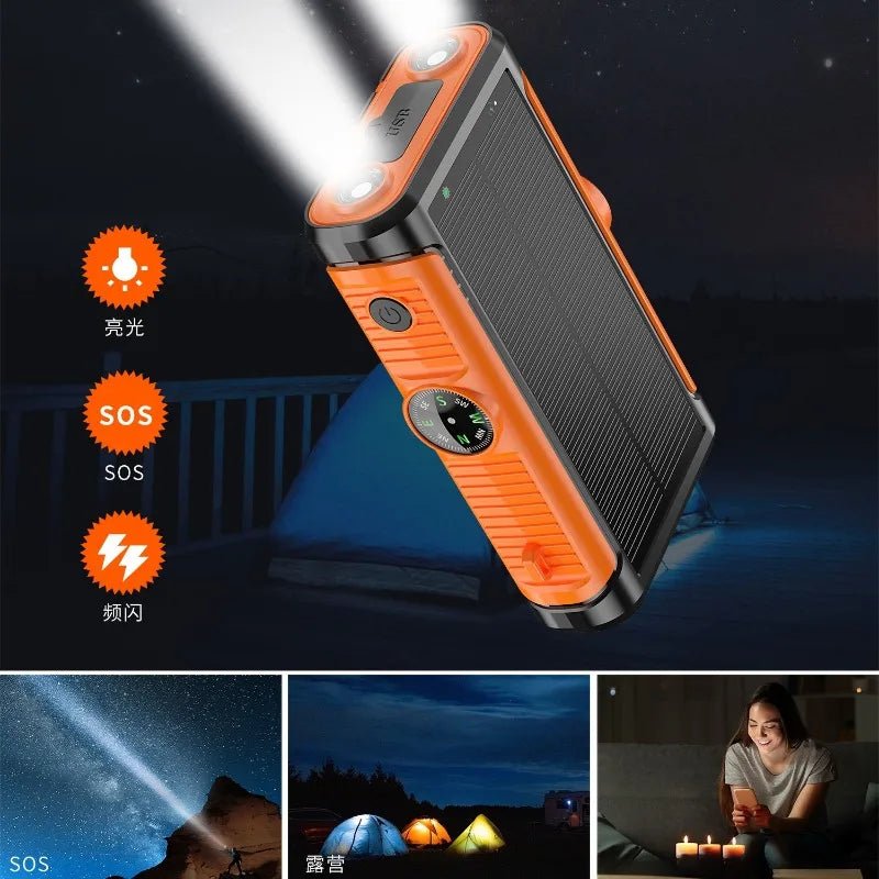 2025 NEW Solar Power Bank 20000mAh 22.5W Magnetic Wireless Powerbank Hand Crank with Cable Portable Charger for Outdoor Camping - Golden High-Tech