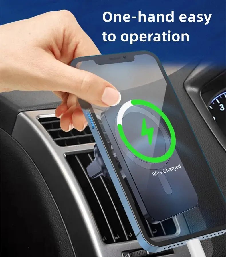 30W Magnetic Car Wireless Charger For iPhone 15 14 13 12 Pro Max Mini Macsafe Car Phone Holder Stand Mount Fast Charging Station - Golden High-Tech