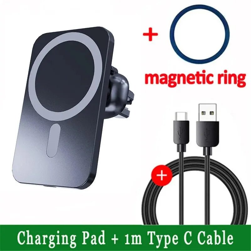 30W Magnetic Car Wireless Charger For iPhone 15 14 13 12 Pro Max Mini Macsafe Car Phone Holder Stand Mount Fast Charging Station - Golden High-Tech