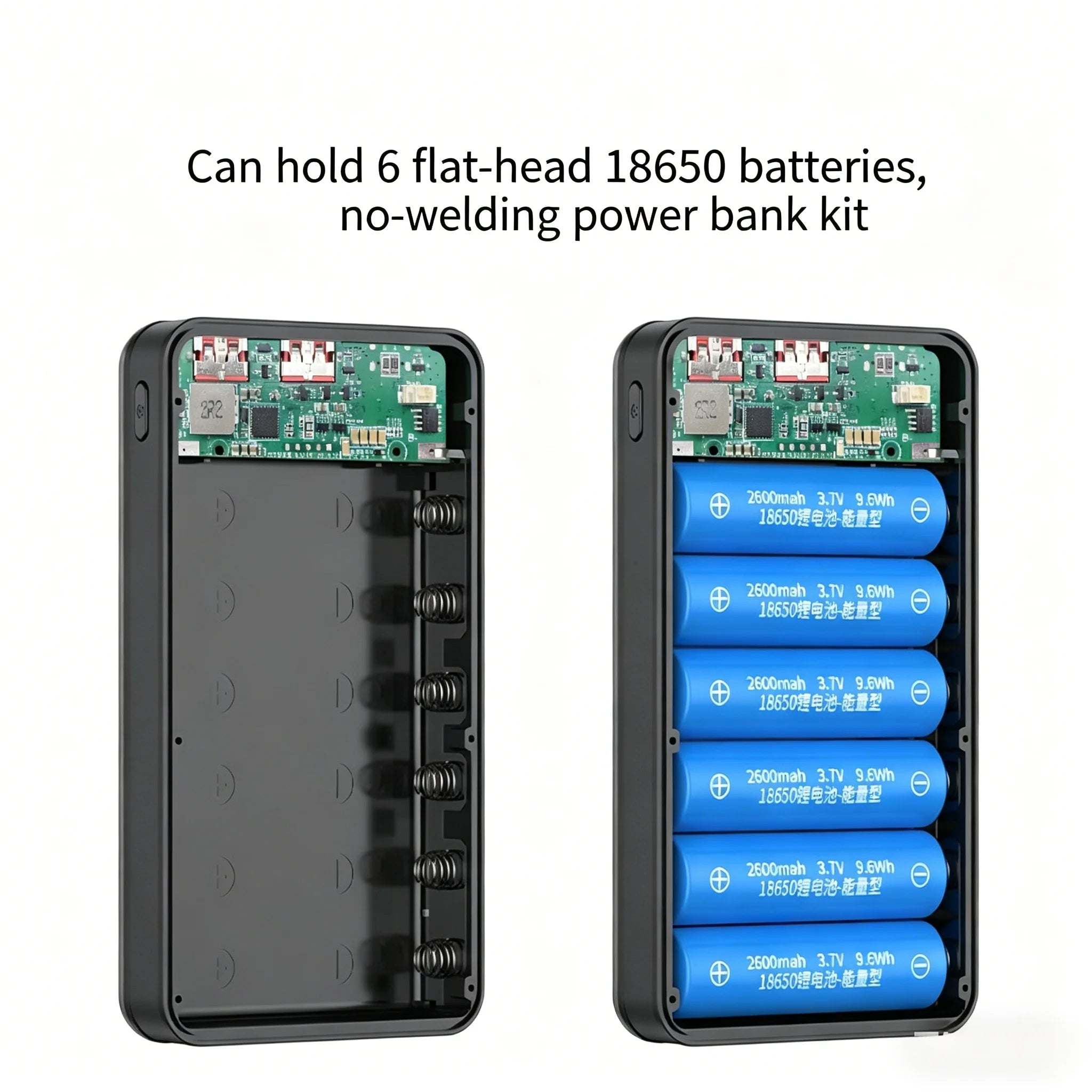 6-Slot 18650 Battery Power Bank Box Dual USB Type C - Golden High-Tech