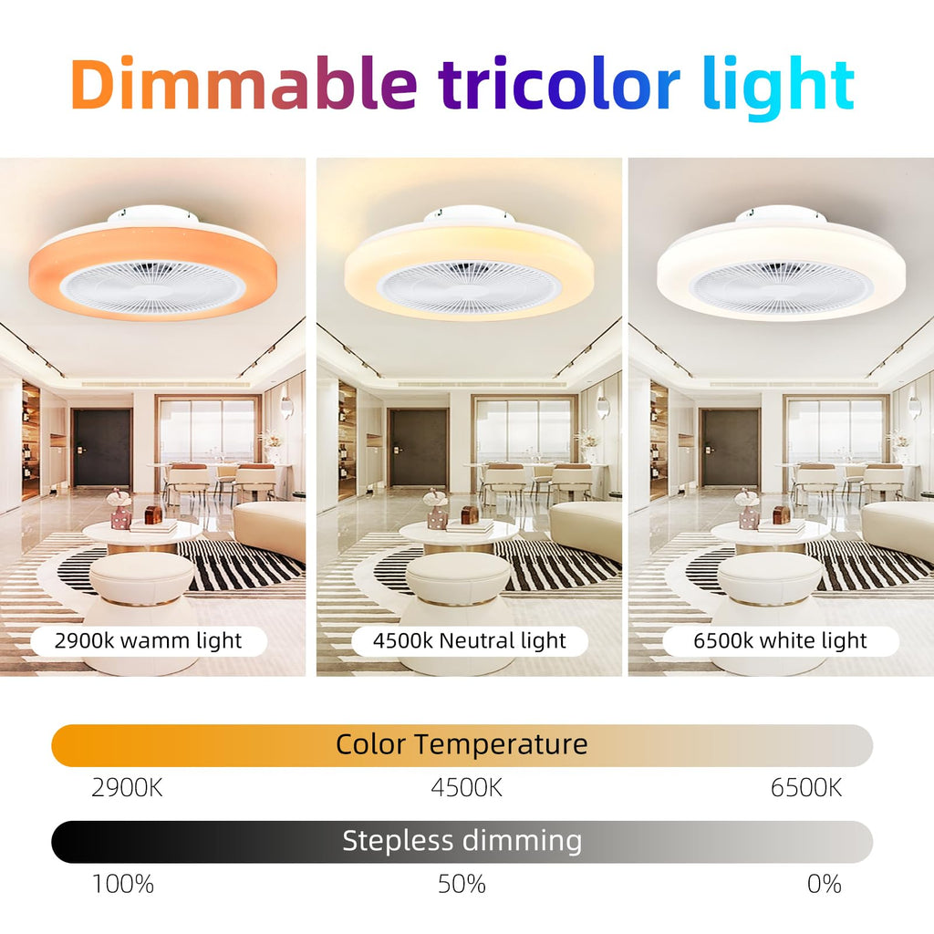 AHXIAOZN Ventilateur LED RGB Silencieux 50 cm - Golden High-Tech