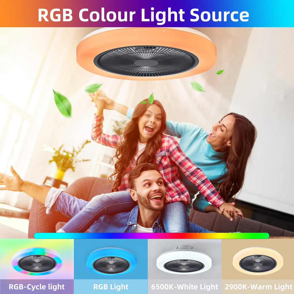 AHXIAOZN Ventilateur LED RGB Silencieux 50 cm - Golden High-Tech