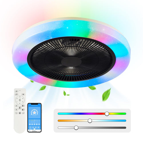 AHXIAOZN Ventilateur LED RGB Silencieux 50 cm - Golden High-Tech