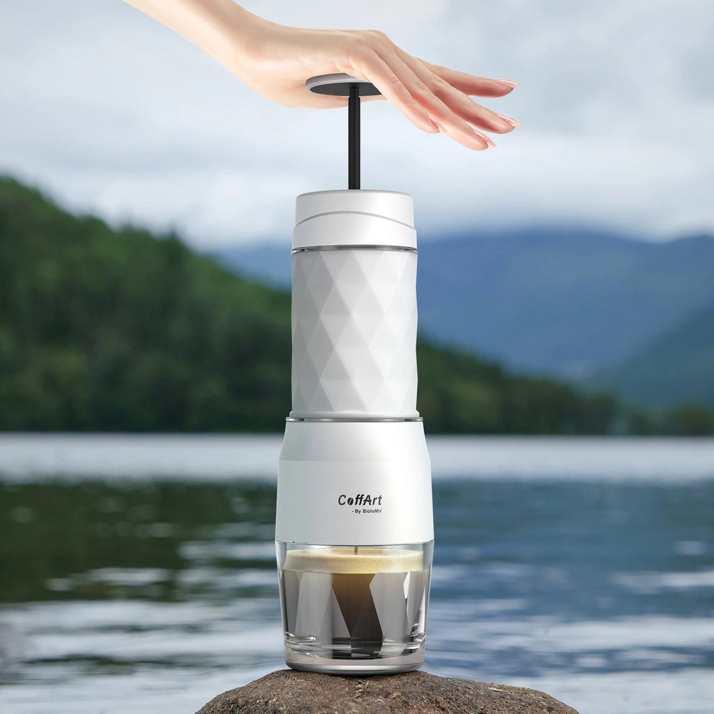 BioloMix Machine à café portative Machine à expresso presse à main Capsule cafetière moulue Portable pour voyage et pique-nique - Golden High-Tech