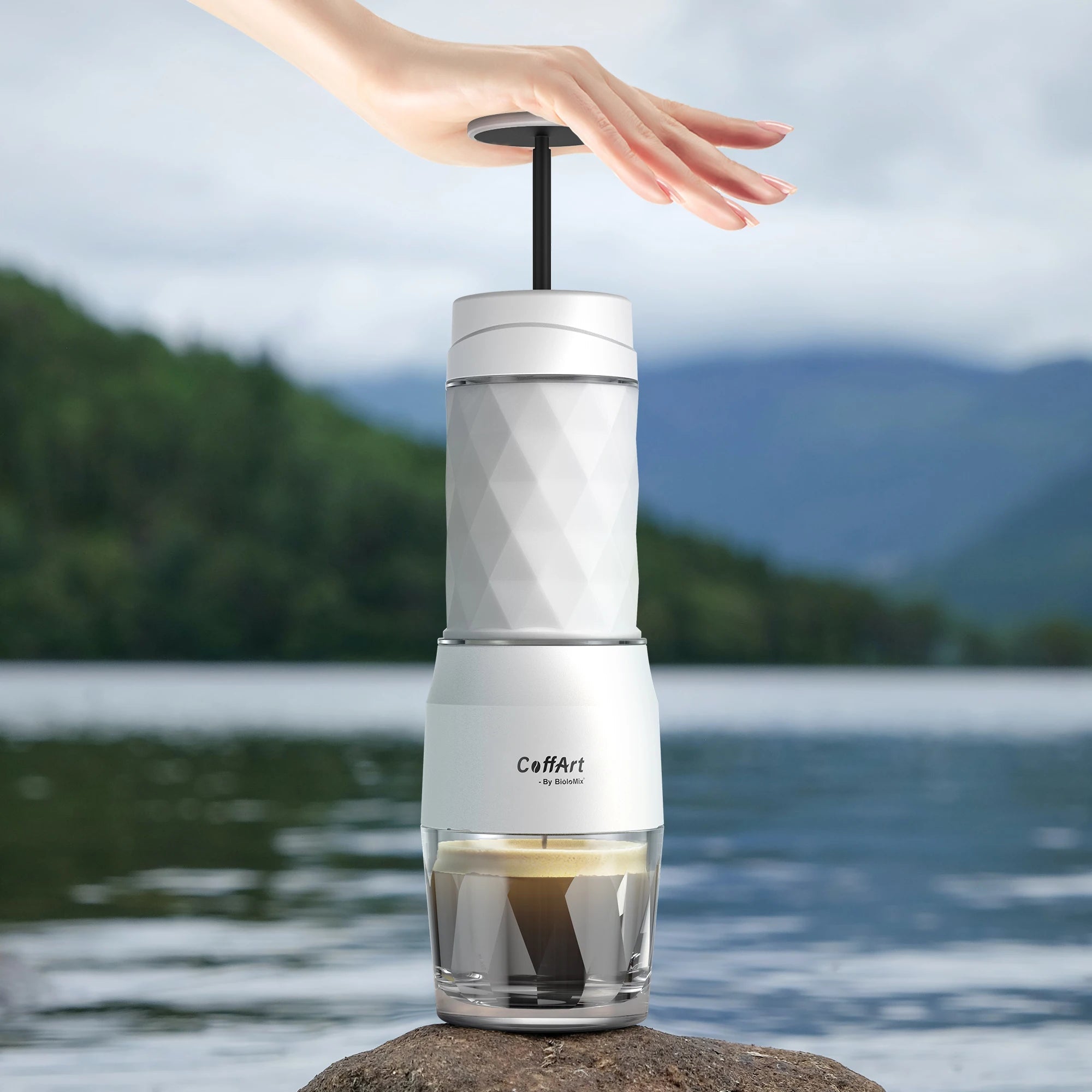 BioloMix Machine à café portative Machine à expresso presse à main Capsule cafetière moulue Portable pour voyage et pique-nique - Golden High-Tech