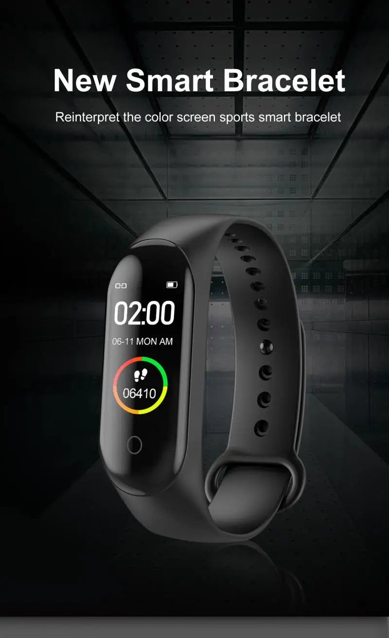 Bracelet intelligent sport M4 étanche montre intelligente intelligente électronique Bracelet intelligent podomètre Fitness Tracker tensiomètre - Golden High-Tech