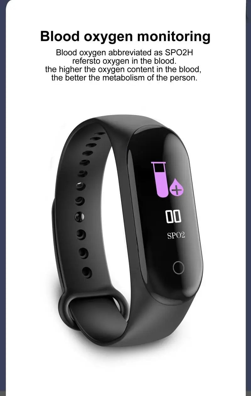Bracelet intelligent sport M4 étanche montre intelligente intelligente électronique Bracelet intelligent podomètre Fitness Tracker tensiomètre - Golden High-Tech
