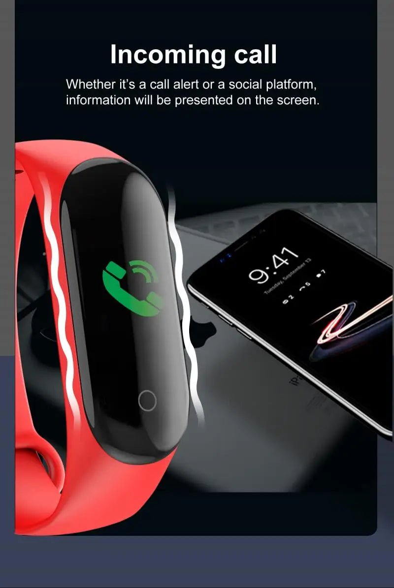 Bracelet intelligent sport M4 étanche montre intelligente intelligente électronique Bracelet intelligent podomètre Fitness Tracker tensiomètre - Golden High-Tech