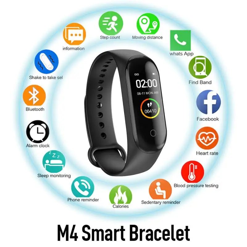 Bracelet intelligent sport M4 étanche montre intelligente intelligente électronique Bracelet intelligent podomètre Fitness Tracker tensiomètre - Golden High-Tech