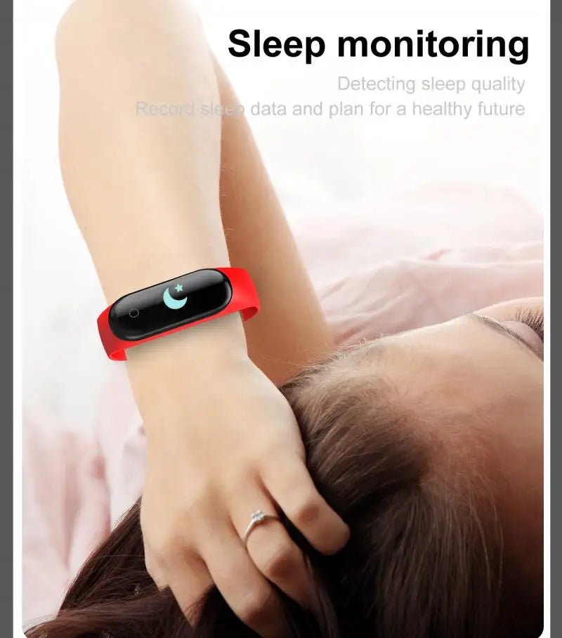Bracelet intelligent sport M4 étanche montre intelligente intelligente électronique Bracelet intelligent podomètre Fitness Tracker tensiomètre - Golden High-Tech