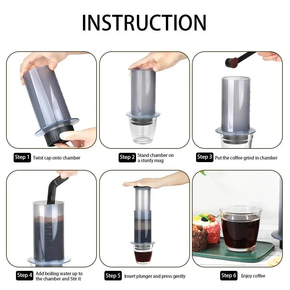 Cafetière expresso Portable, presse française, cafetière pour Machine AeroPress avec 50 filtres, Kit de papier, outils Barista - Golden High-Tech