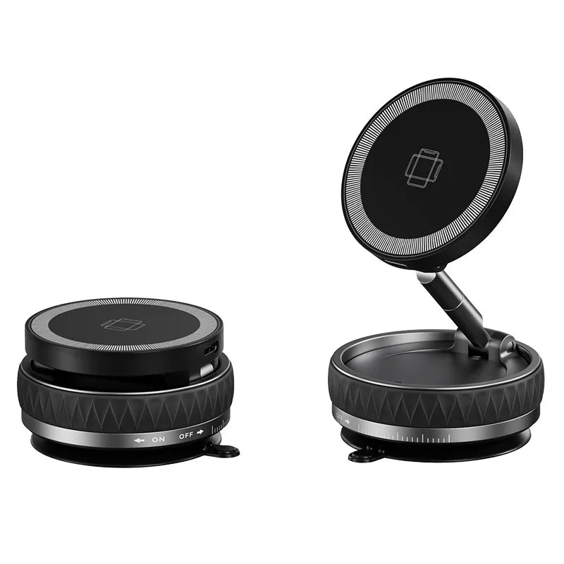 Chargeur magnétique sans fil à aspiration sous vide 15W, support de téléphone pour voiture, rotatif à 360 degrés, Compatible avec les Smartphones iPhone - Golden High-Tech