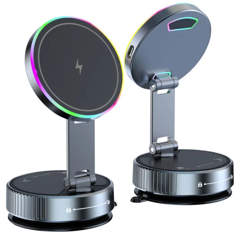 Chargeur magnétique sans fil à aspiration sous vide 15W, support de téléphone pour voiture, rotatif à 360 degrés, Compatible avec les Smartphones iPhone - Golden High-Tech