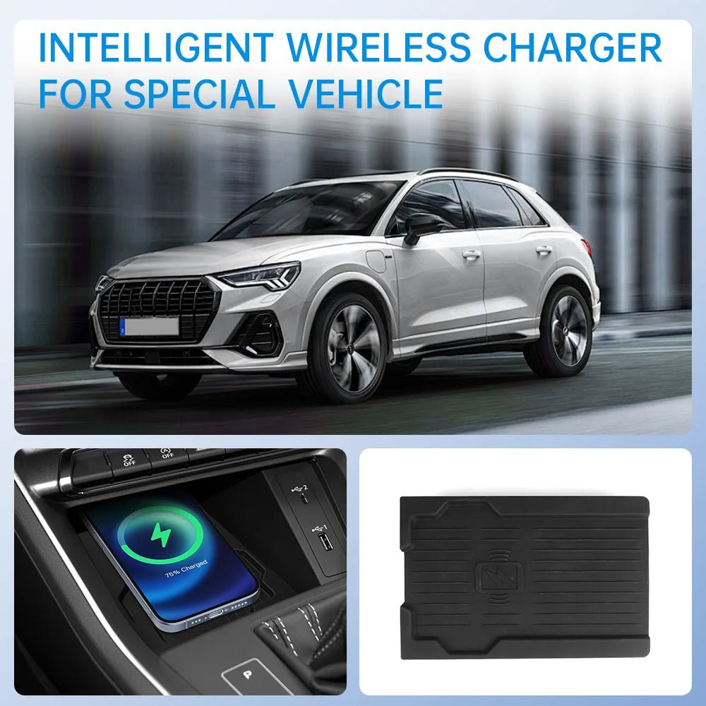 Chargeur sans fil de voiture pour Audi Q3, support iPhone Android, chargeur rapide 15W, console centrale, accessoires pour Audi Q3 2015 2016-2022 - Golden High-Tech