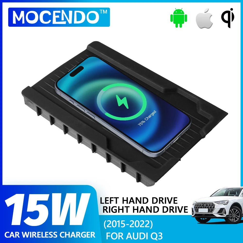 Chargeur sans fil de voiture pour Audi Q3, support iPhone Android, chargeur rapide 15W, console centrale, accessoires pour Audi Q3 2015 2016-2022 - Golden High-Tech