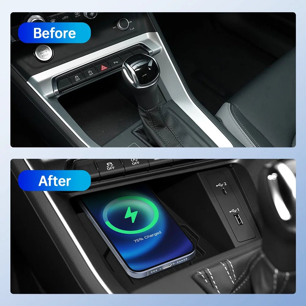Chargeur sans fil de voiture pour Audi Q3, support iPhone Android, chargeur rapide 15W, console centrale, accessoires pour Audi Q3 2015 2016-2022 - Golden High-Tech