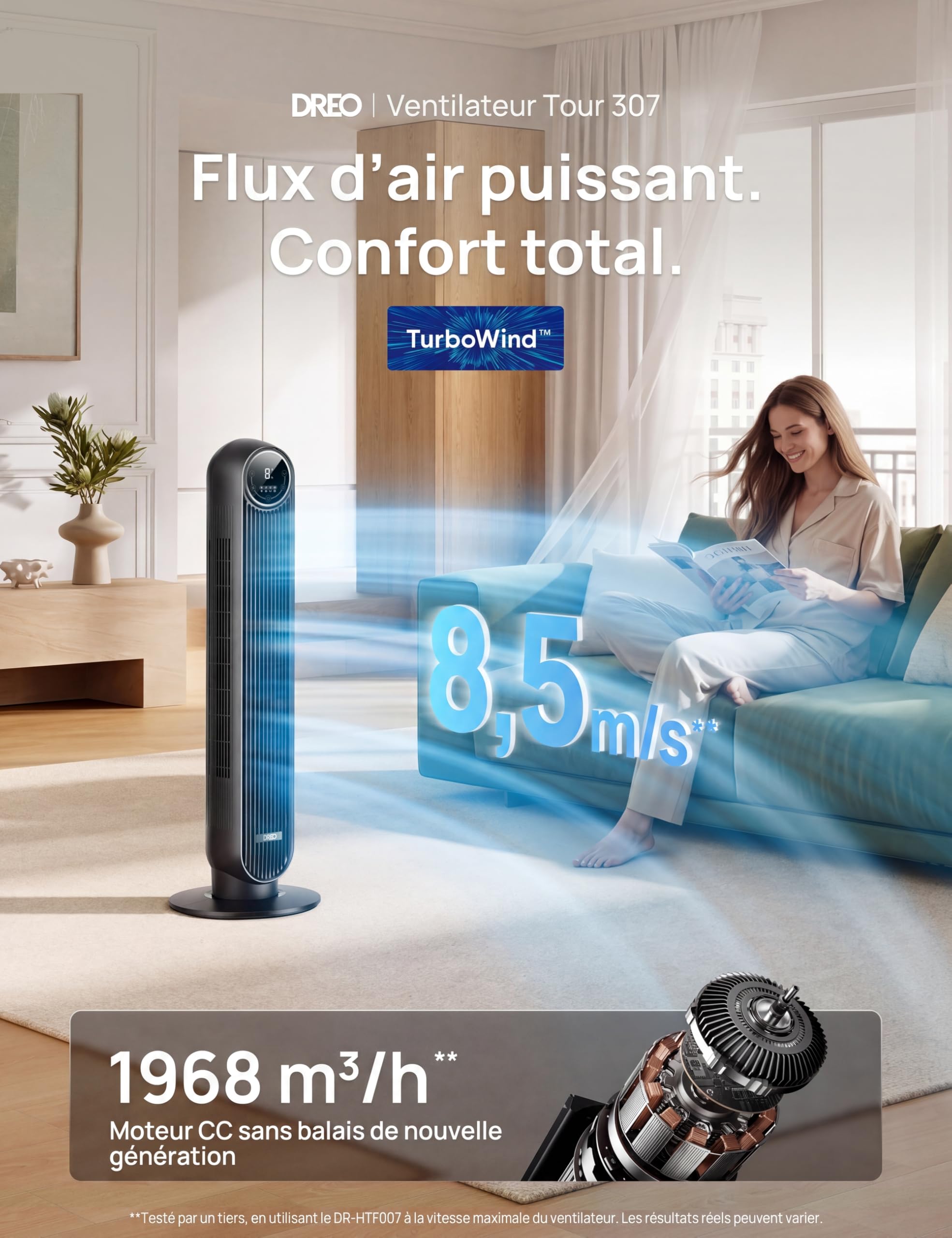 Dreo Ventilateur Tour Intelligent WiFi Silencieux