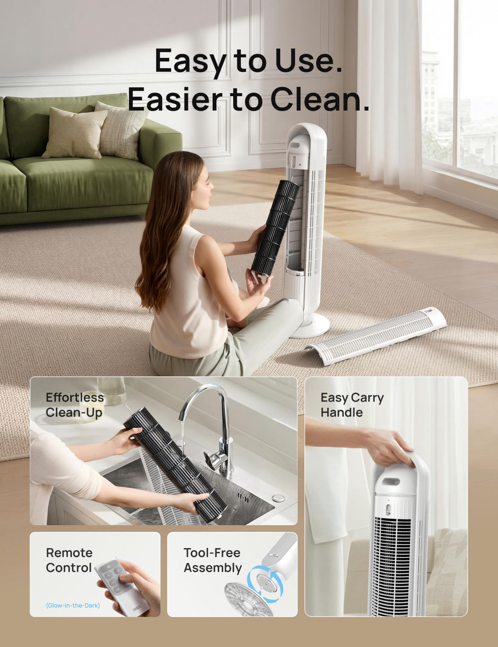 Dreo Ventilateur Tour Intelligent WiFi Silencieux