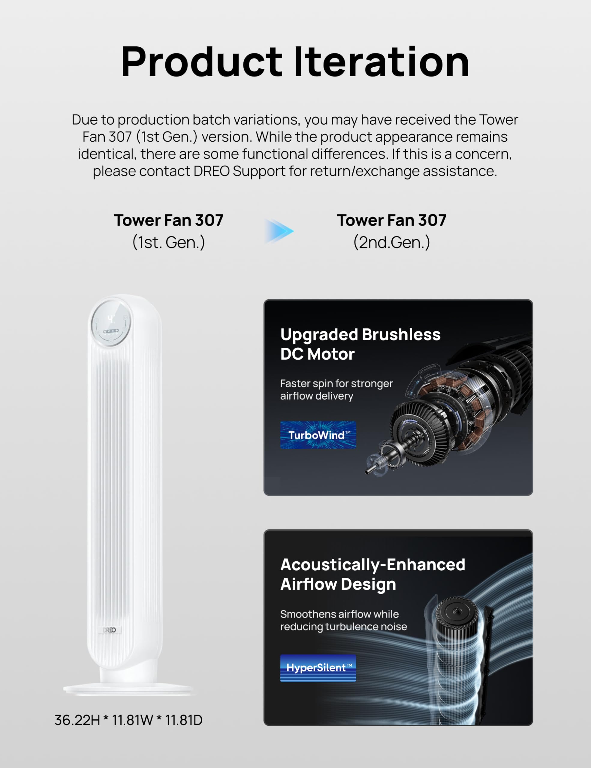 Dreo Ventilateur Tour Intelligent WiFi Silencieux - Golden High-Tech