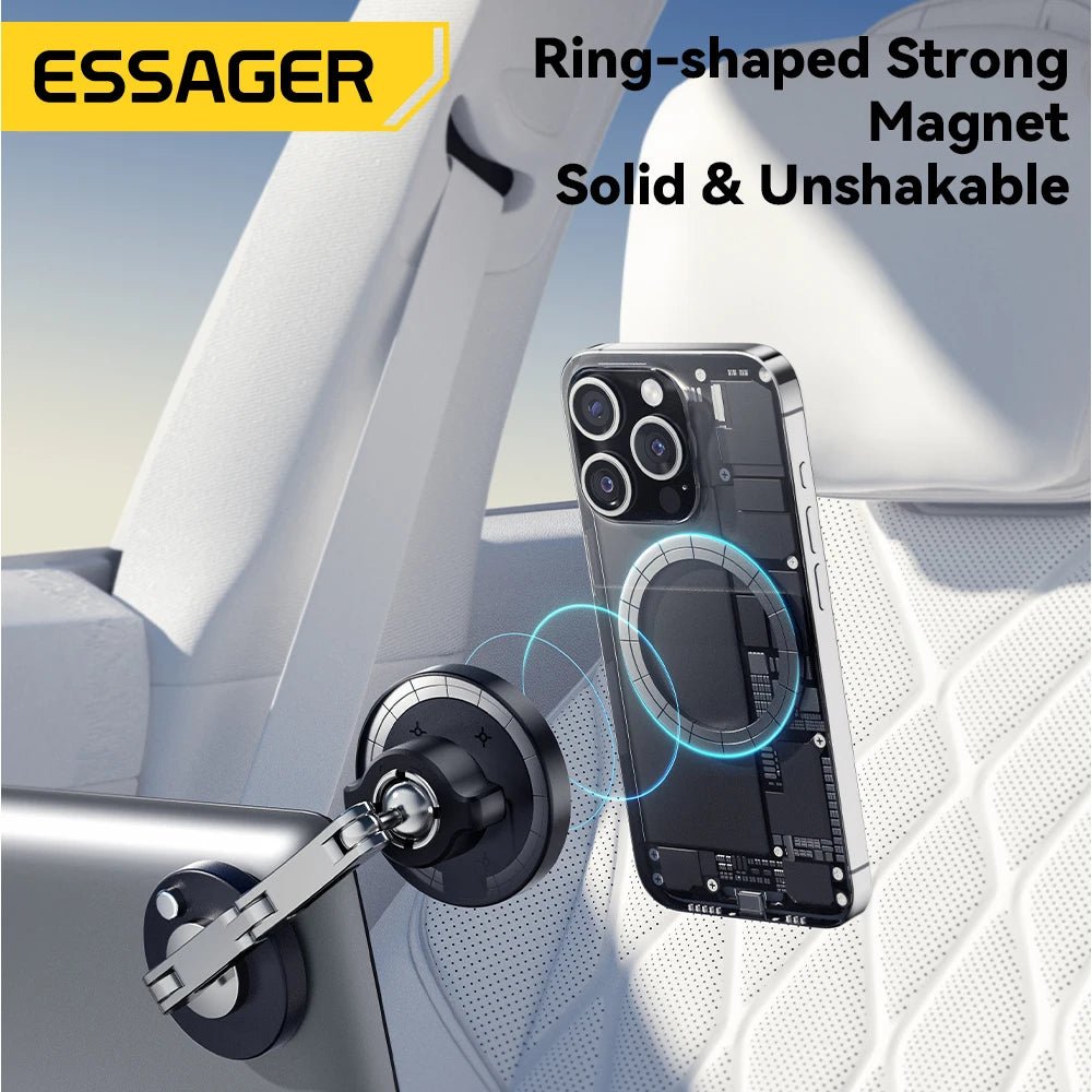 Essager Magnetic Wireless Charger Car Phone Holder 15W Fast Charging Easy Paste Mount Stand For Magsafe iPhone 15 14 13 Pro Max - Golden High-Tech