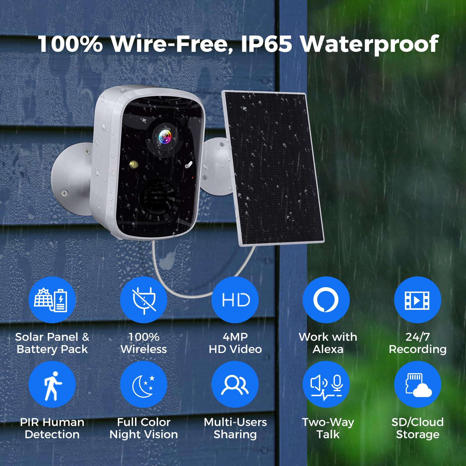 Hiseeu Solar Security Cameras Wireless Outdoor 2 Pack, Battery Powered 3K 4MP wifi Cameras for Home Surveillance, PIR/AI Motion Detection, Waterproof, Color Night Vision, 2-Way Audio, Cloud/SD Storage - Golden High-Tech