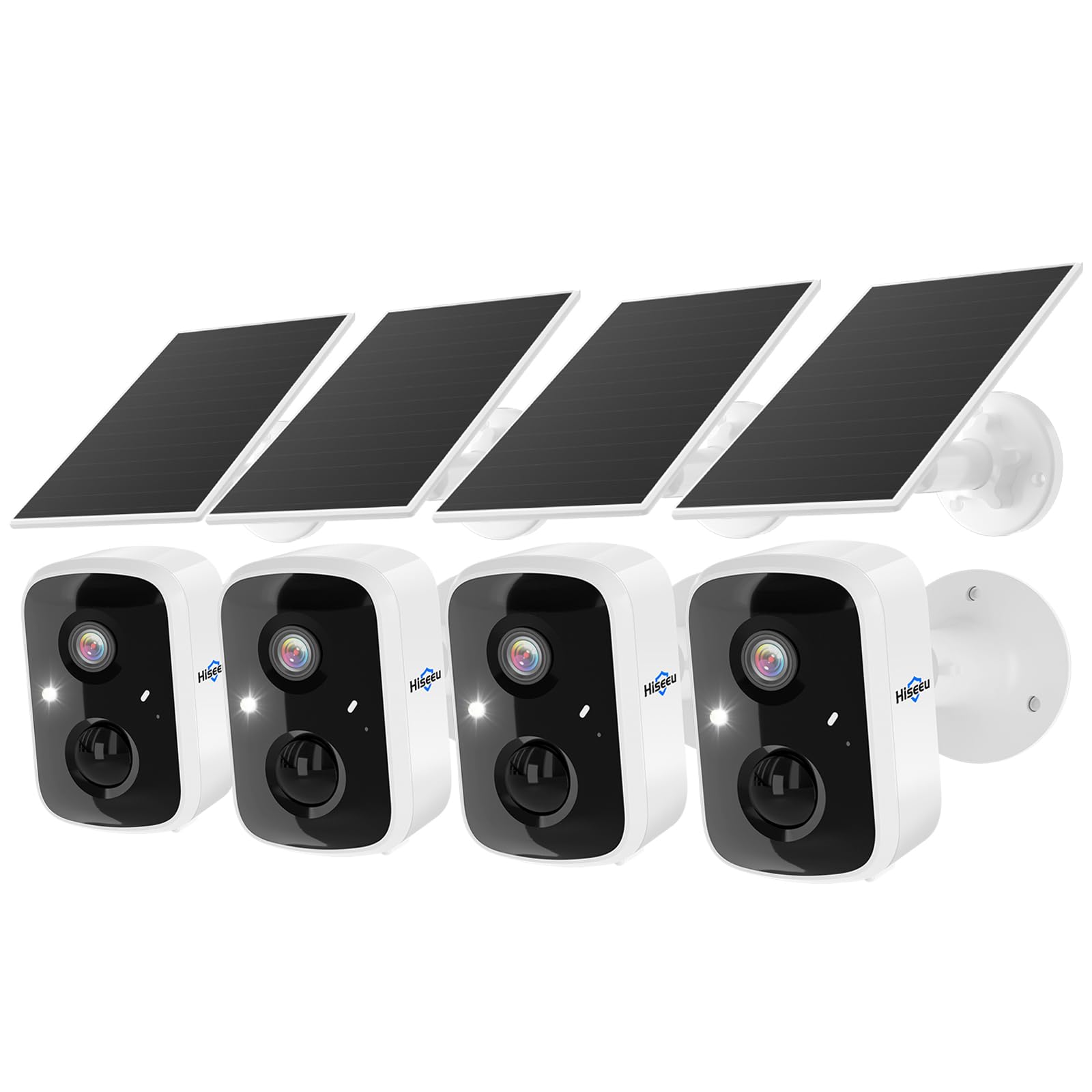 Hiseeu Solar Security Cameras Wireless Outdoor 2 Pack, Battery Powered 3K 4MP wifi Cameras for Home Surveillance, PIR/AI Motion Detection, Waterproof, Color Night Vision, 2-Way Audio, Cloud/SD Storage - Golden High-Tech