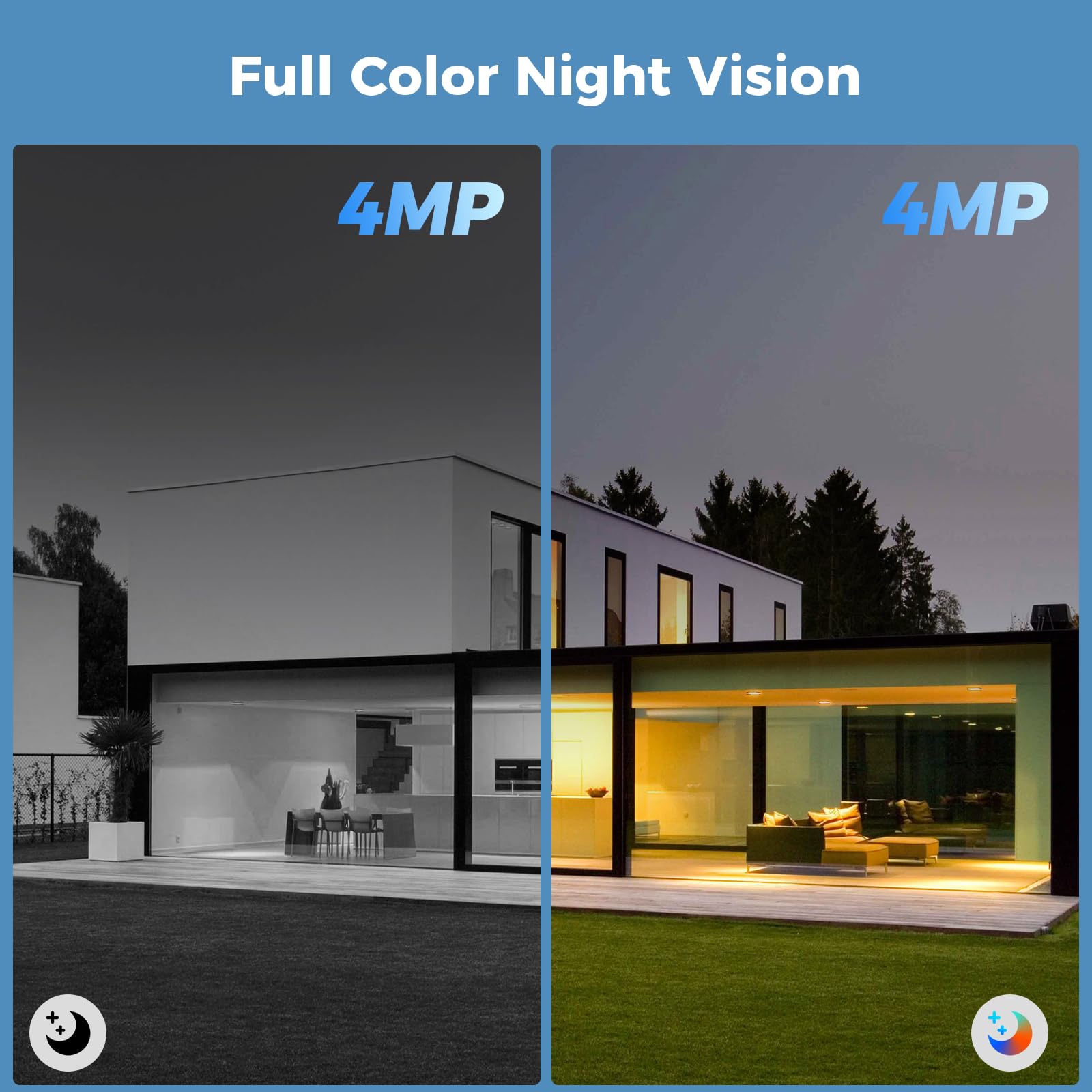 Hiseeu Solar Security Cameras Wireless Outdoor 2 Pack, Battery Powered 3K 4MP wifi Cameras for Home Surveillance, PIR/AI Motion Detection, Waterproof, Color Night Vision, 2-Way Audio, Cloud/SD Storage - Golden High-Tech