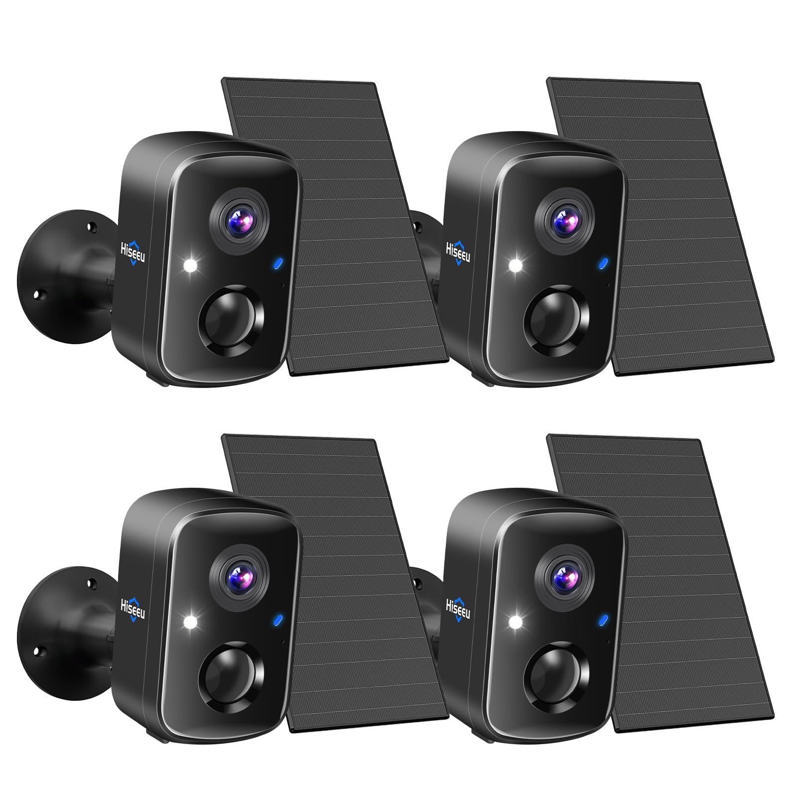 Hiseeu Solar Security Cameras Wireless Outdoor 2 Pack, Battery Powered 3K 4MP wifi Cameras for Home Surveillance, PIR/AI Motion Detection, Waterproof, Color Night Vision, 2-Way Audio, Cloud/SD Storage - Golden High-Tech