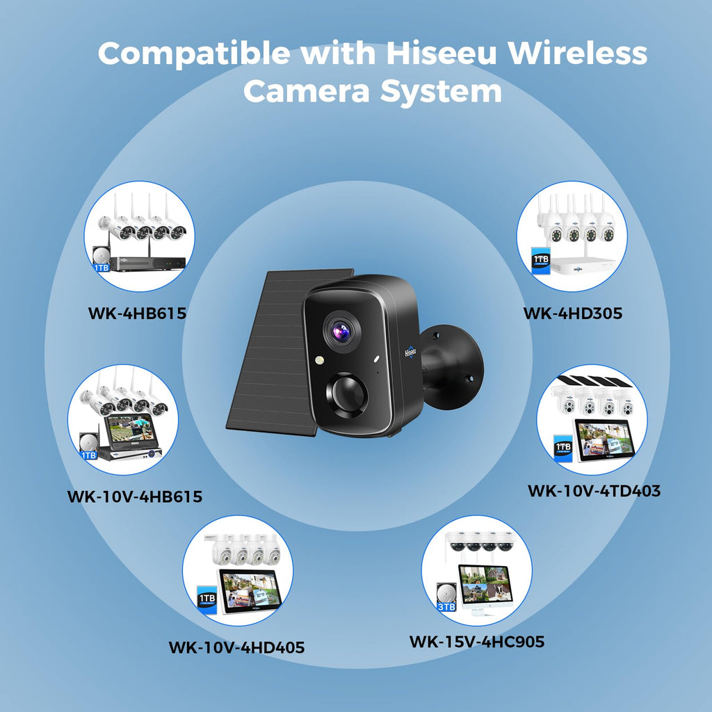 Hiseeu Solar Security Cameras Wireless Outdoor 2 Pack, Battery Powered 3K 4MP wifi Cameras for Home Surveillance, PIR/AI Motion Detection, Waterproof, Color Night Vision, 2-Way Audio, Cloud/SD Storage - Golden High-Tech
