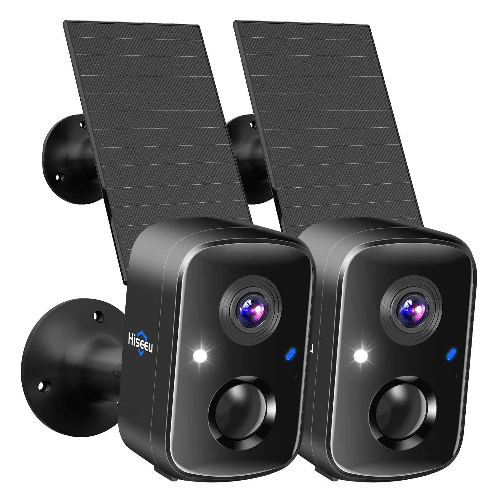 Hiseeu Solar Security Cameras Wireless Outdoor 2 Pack, Battery Powered 3K 4MP wifi Cameras for Home Surveillance, PIR/AI Motion Detection, Waterproof, Color Night Vision, 2-Way Audio, Cloud/SD Storage - Golden High-Tech