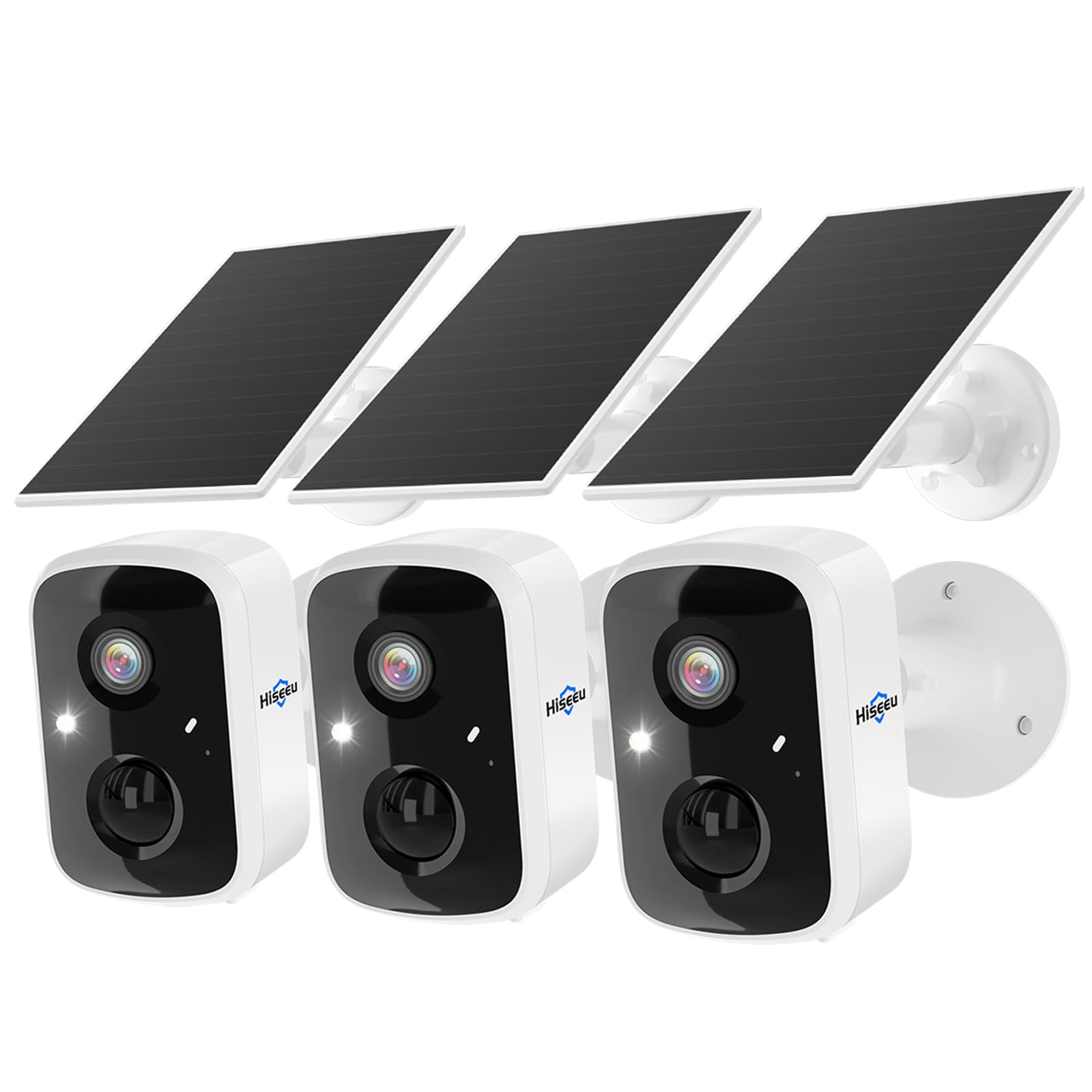 Hiseeu Solar Security Cameras Wireless Outdoor 2 Pack, Battery Powered 3K 4MP wifi Cameras for Home Surveillance, PIR/AI Motion Detection, Waterproof, Color Night Vision, 2-Way Audio, Cloud/SD Storage - Golden High-Tech