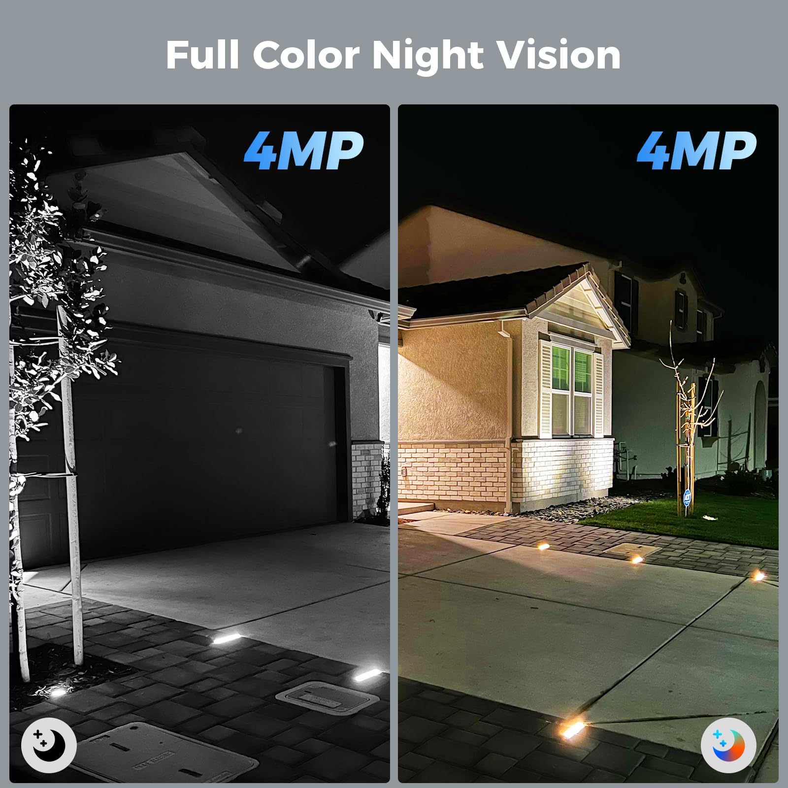 Hiseeu Solar Security Cameras Wireless Outdoor 2 Pack, Battery Powered 3K 4MP wifi Cameras for Home Surveillance, PIR/AI Motion Detection, Waterproof, Color Night Vision, 2-Way Audio, Cloud/SD Storage - Golden High-Tech