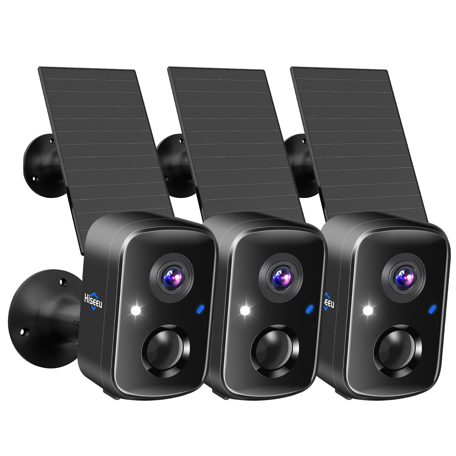 Hiseeu Solar Security Cameras Wireless Outdoor 2 Pack, Battery Powered 3K 4MP wifi Cameras for Home Surveillance, PIR/AI Motion Detection, Waterproof, Color Night Vision, 2-Way Audio, Cloud/SD Storage - Golden High-Tech