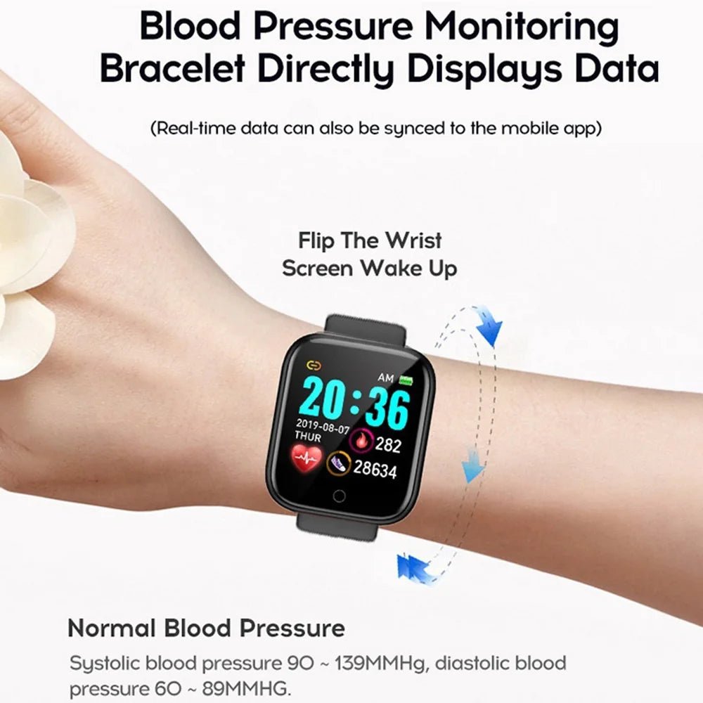 Hommes montre électronique Fitness Bracelet Smartwatch montre intelligente Y68 D20 moniteur de sommeil cadeau pour IOS Android Smartphones réveil - Golden High-Tech