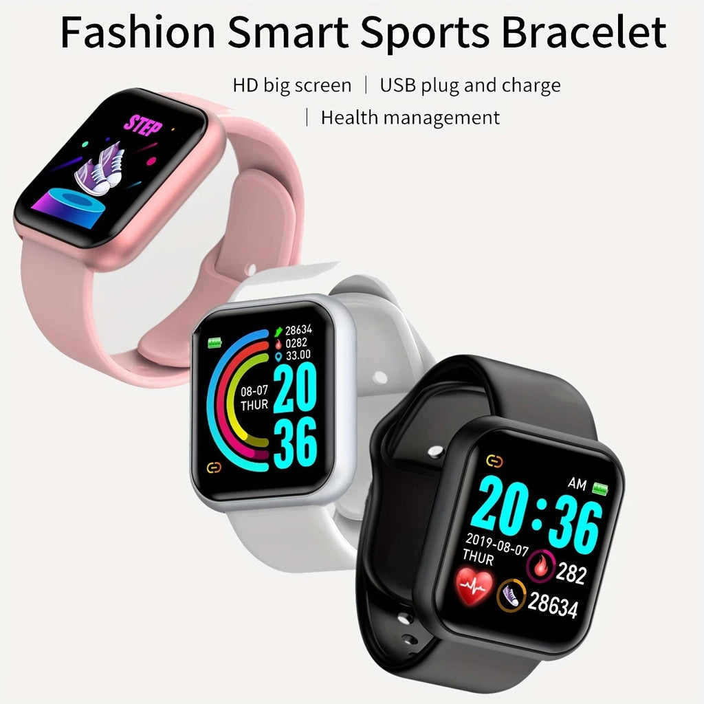 Hommes montre électronique Fitness Bracelet Smartwatch montre intelligente Y68 D20 moniteur de sommeil cadeau pour IOS Android Smartphones réveil - Golden High-Tech