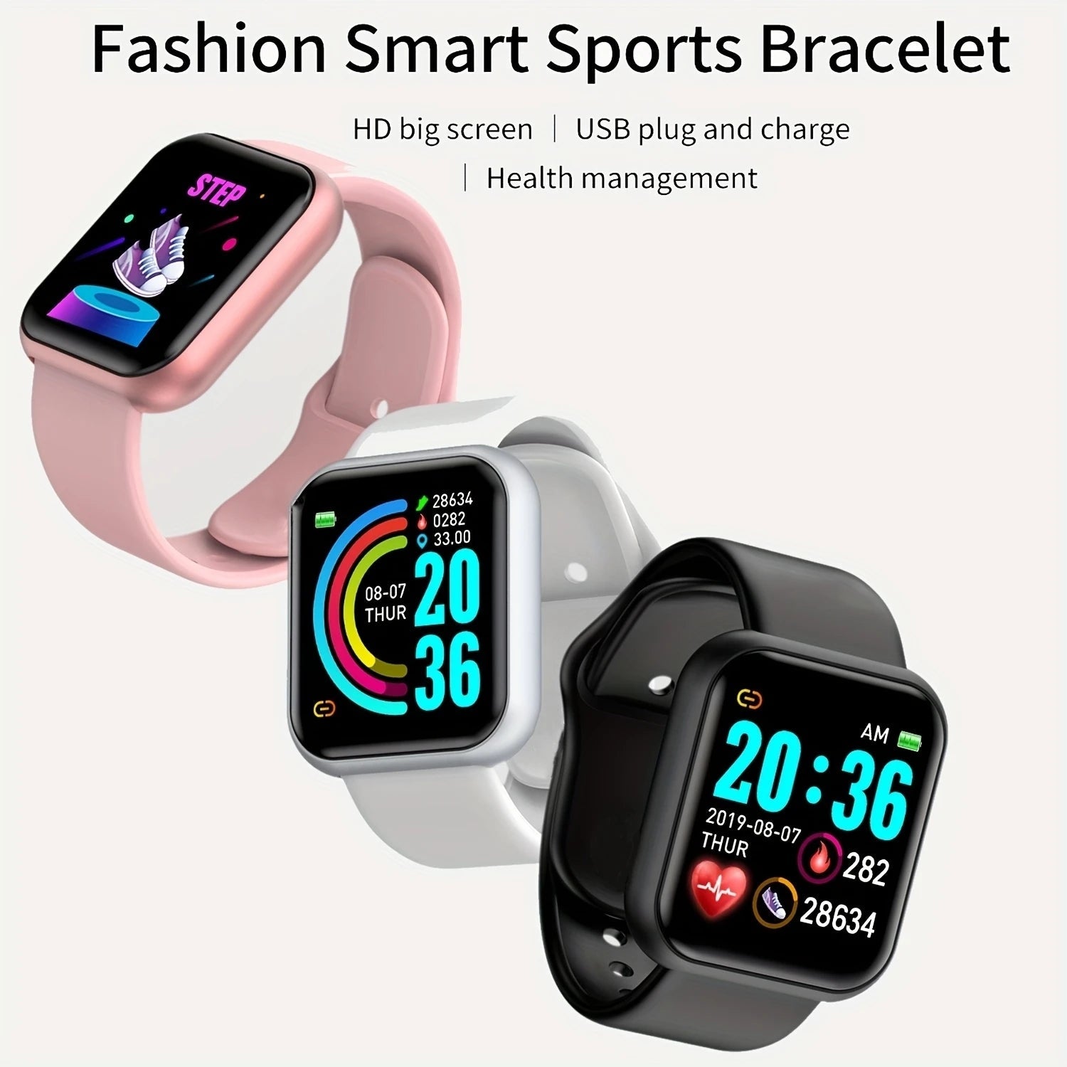 Hommes montre électronique Fitness Bracelet Smartwatch montre intelligente Y68 D20 moniteur de sommeil cadeau pour IOS Android Smartphones réveil - Golden High-Tech