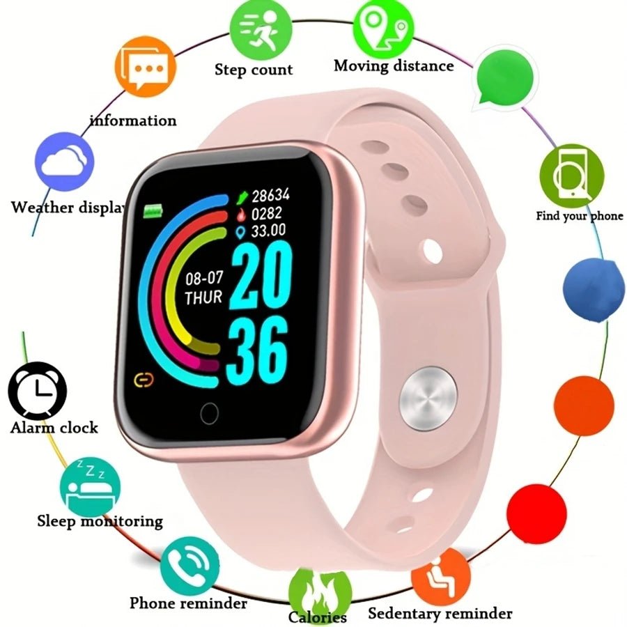 Hommes montre électronique Fitness Bracelet Smartwatch montre intelligente Y68 D20 moniteur de sommeil cadeau pour IOS Android Smartphones réveil - Golden High-Tech