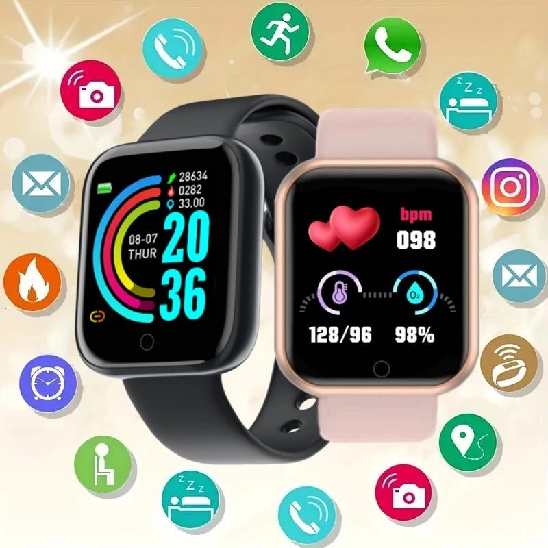 Hommes montre électronique Fitness Bracelet Smartwatch montre intelligente Y68 D20 moniteur de sommeil cadeau pour IOS Android Smartphones réveil - Golden High-Tech
