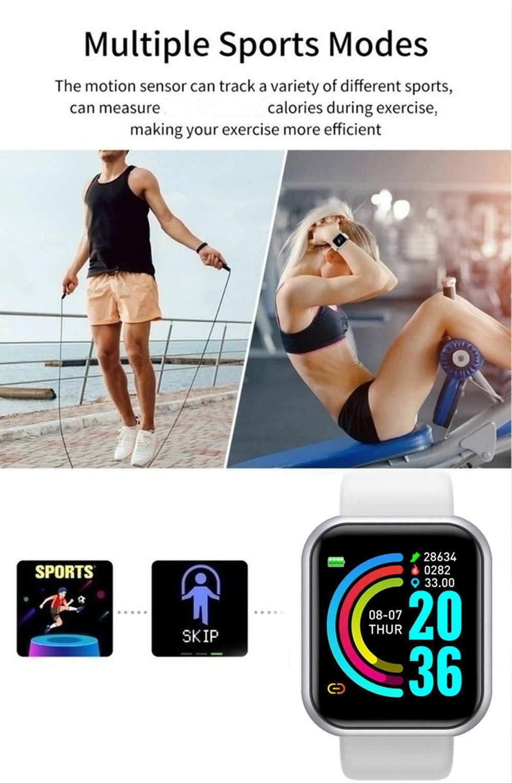 Hommes montre électronique Fitness Bracelet Smartwatch montre intelligente Y68 D20 moniteur de sommeil cadeau pour IOS Android Smartphones réveil - Golden High-Tech