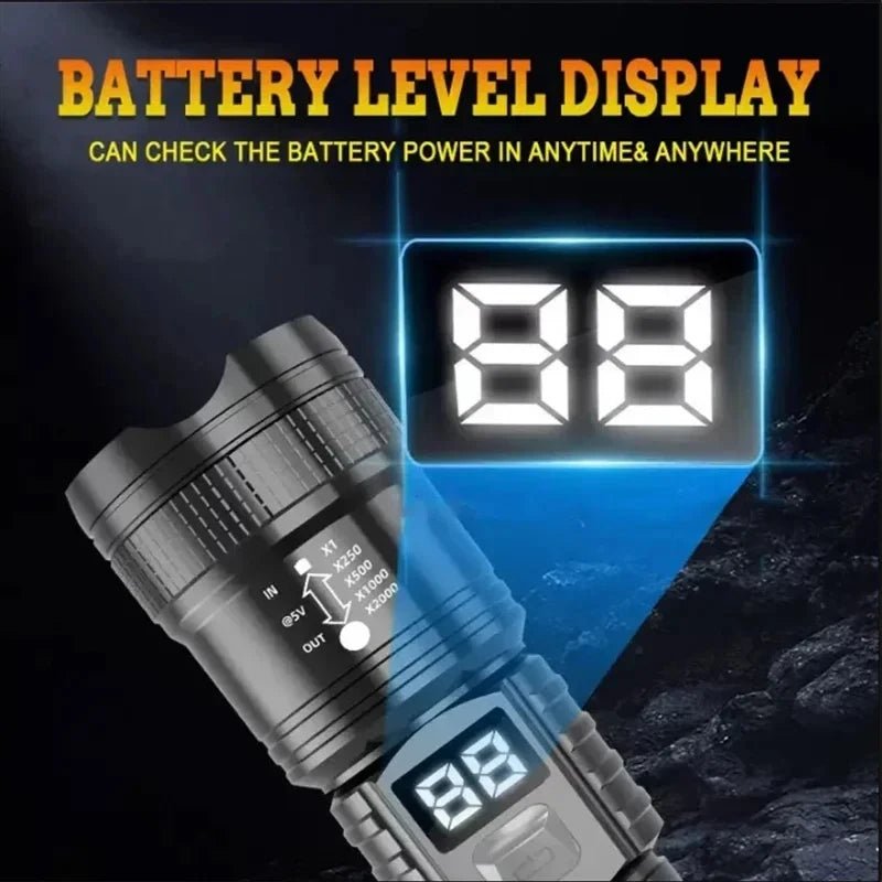 Lampe Tactique LED 100000LM Rechargeable pour Camping - Golden High-Tech
