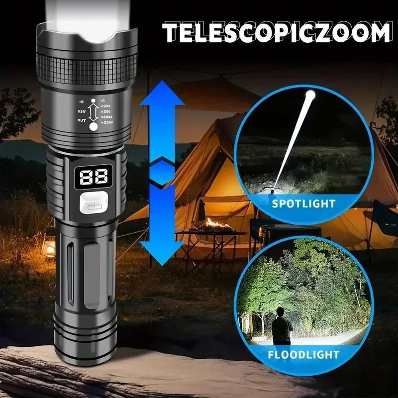 Lampe Tactique LED 100000LM Rechargeable pour Camping - Golden High-Tech