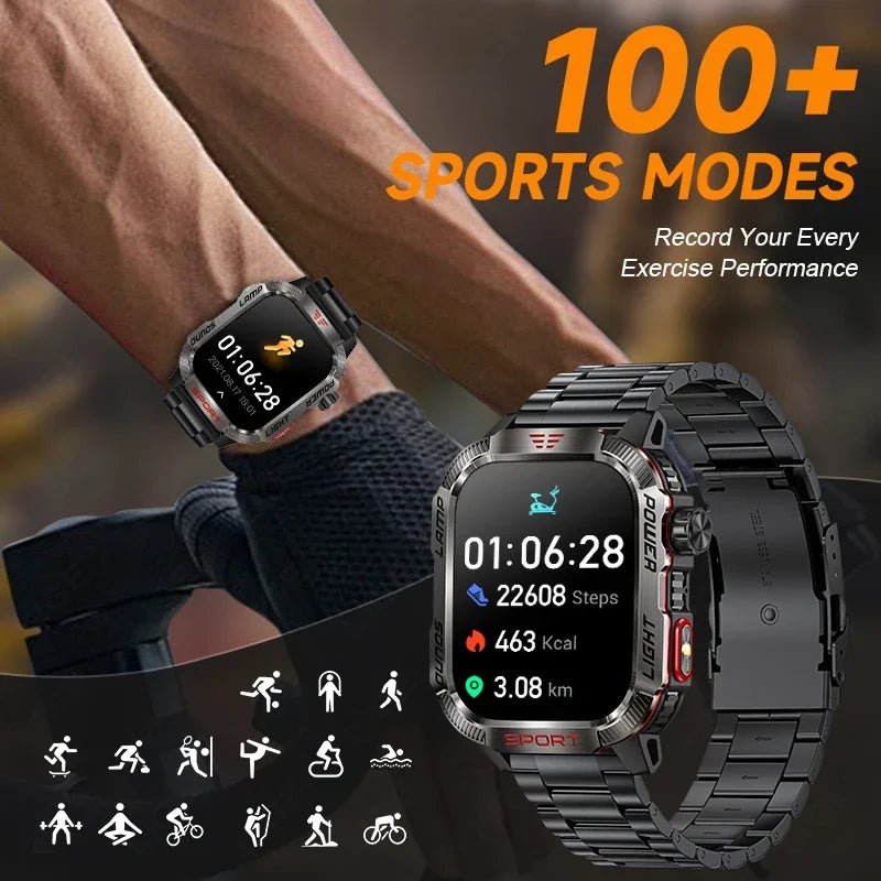LIGE-Montre intelligente aste pour homme, batterie 600mAh, connexion pour tous les smartphones, lampe de poche LED, montre intelligente étanche pour le sport - Golden High-Tech