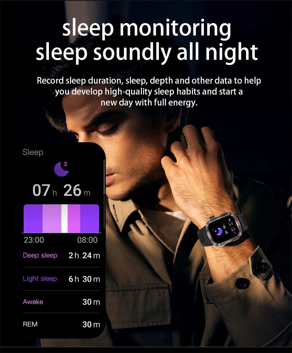 LIGE-Montre intelligente aste pour homme, batterie 600mAh, connexion pour tous les smartphones, lampe de poche LED, montre intelligente étanche pour le sport - Golden High-Tech