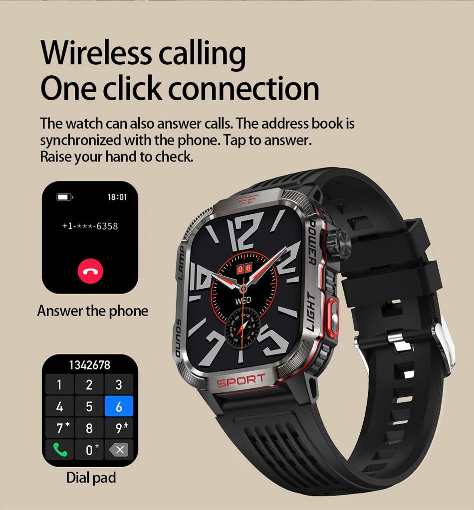 LIGE-Montre intelligente aste pour homme, batterie 600mAh, connexion pour tous les smartphones, lampe de poche LED, montre intelligente étanche pour le sport - Golden High-Tech