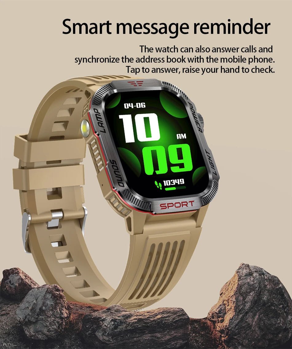 LIGE-Montre intelligente aste pour homme, batterie 600mAh, connexion pour tous les smartphones, lampe de poche LED, montre intelligente étanche pour le sport - Golden High-Tech