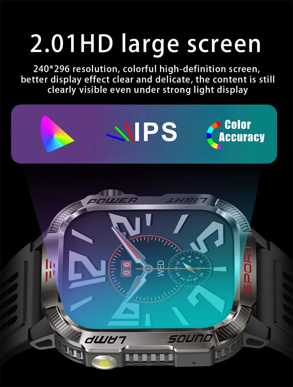 LIGE-Montre intelligente aste pour homme, batterie 600mAh, connexion pour tous les smartphones, lampe de poche LED, montre intelligente étanche pour le sport - Golden High-Tech