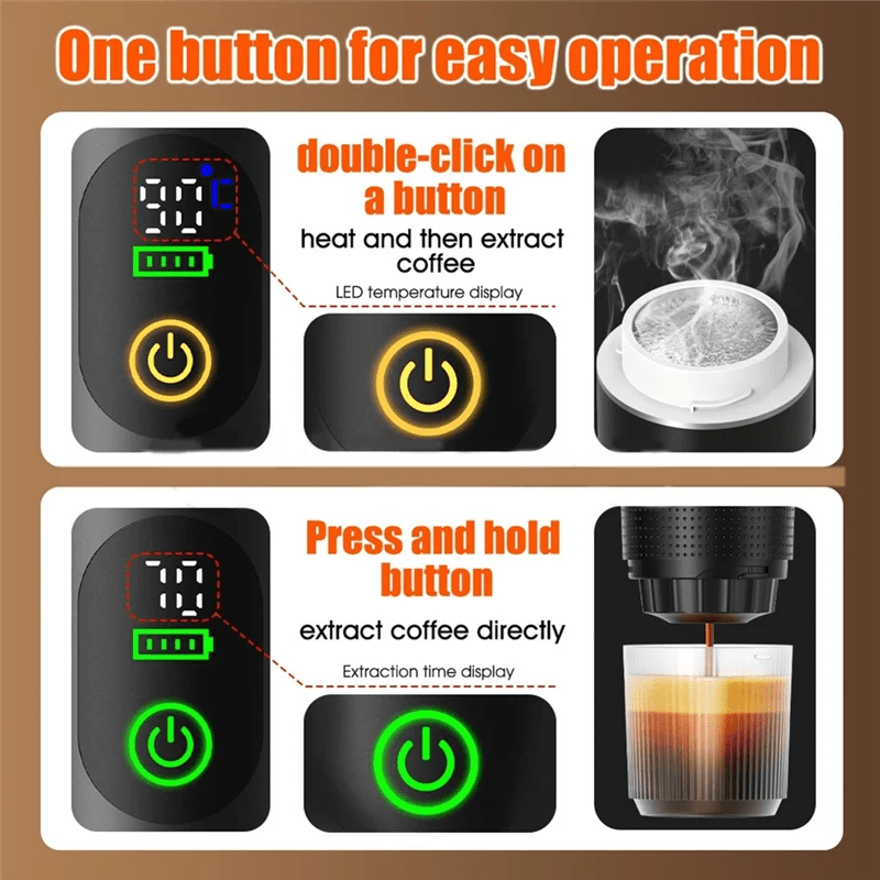 Machine à café électrique souple Portable, Machine à expresso auto-chauffante pour voiture de voyage pour le Camping - Golden High-Tech
